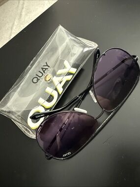 Quay Australia Aviator Sunglasses with Purple Gradient Lenses